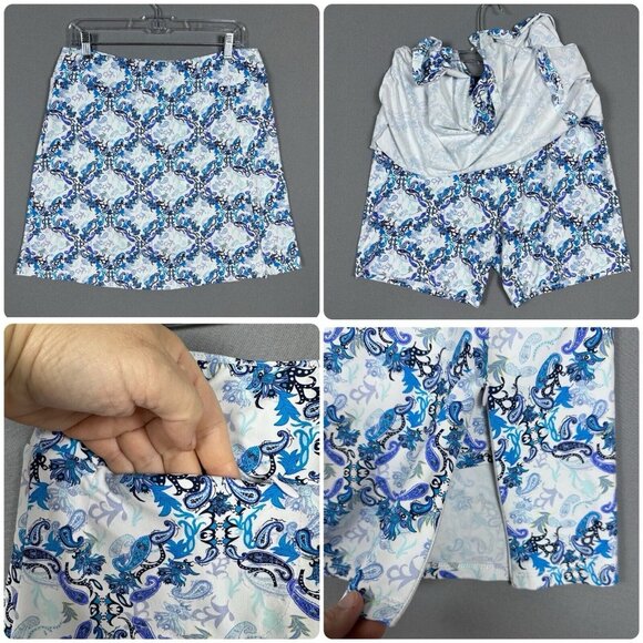 Lulu B Athletic Skort Size Large Zip Pocket Slit Stretch Nylon Skirt Shorts Golf - Picture 15 of 15